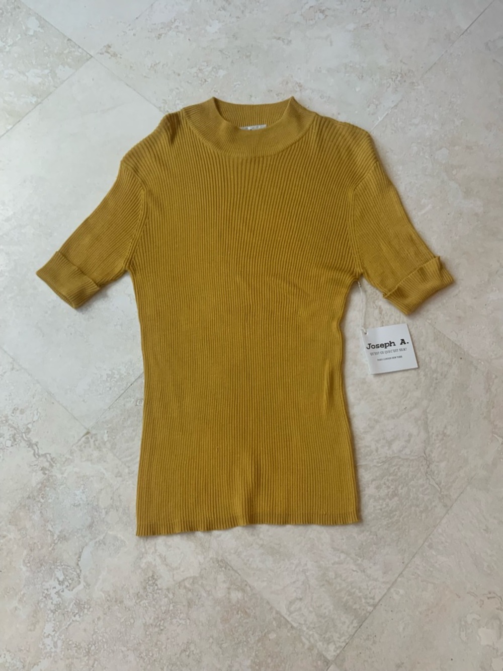 Classic Joseph  A. Mustard Ribbed Mock Neck Sweater SZ XLG NWT - Picture 7 of 7